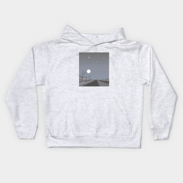 Late evening landscape in minimalism art style. Kids Hoodie by BumbleBambooPrints